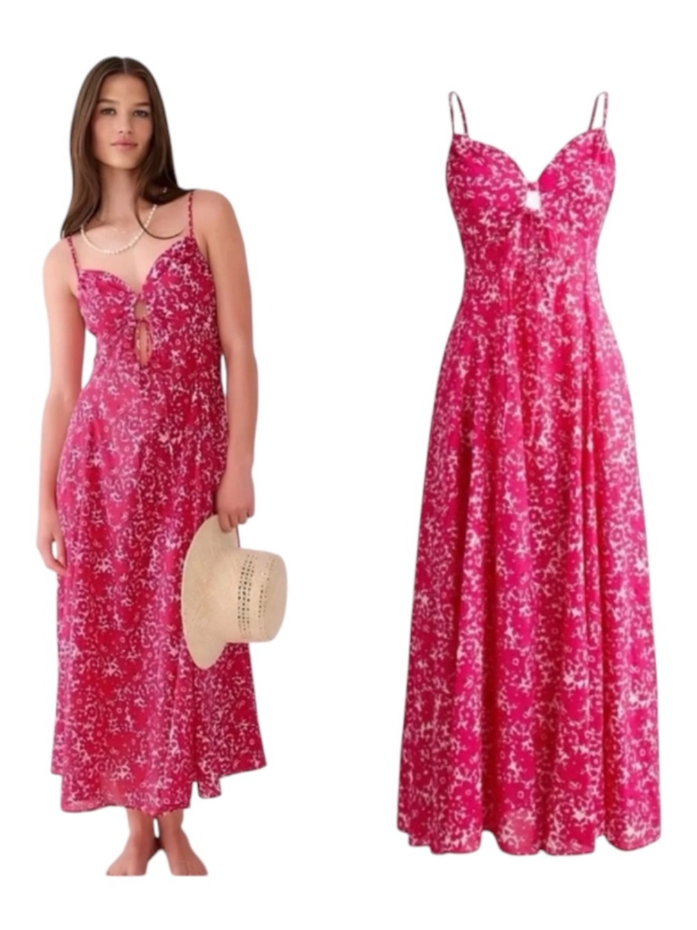 J Crew Keyhole Maxi Dress Pink Bloom M